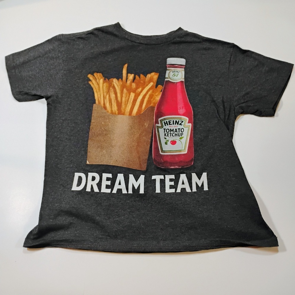 Heinz Boy's 10/12 Dream Team Fries Ketchup Graphic Short Sleeve Tee Shirt Gray